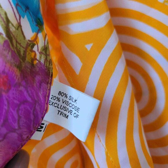 Bellissimo Fashion Floral Swirl Multicolored Mid Length Silk Blend Wrap Skirt - Picture 4 of 5